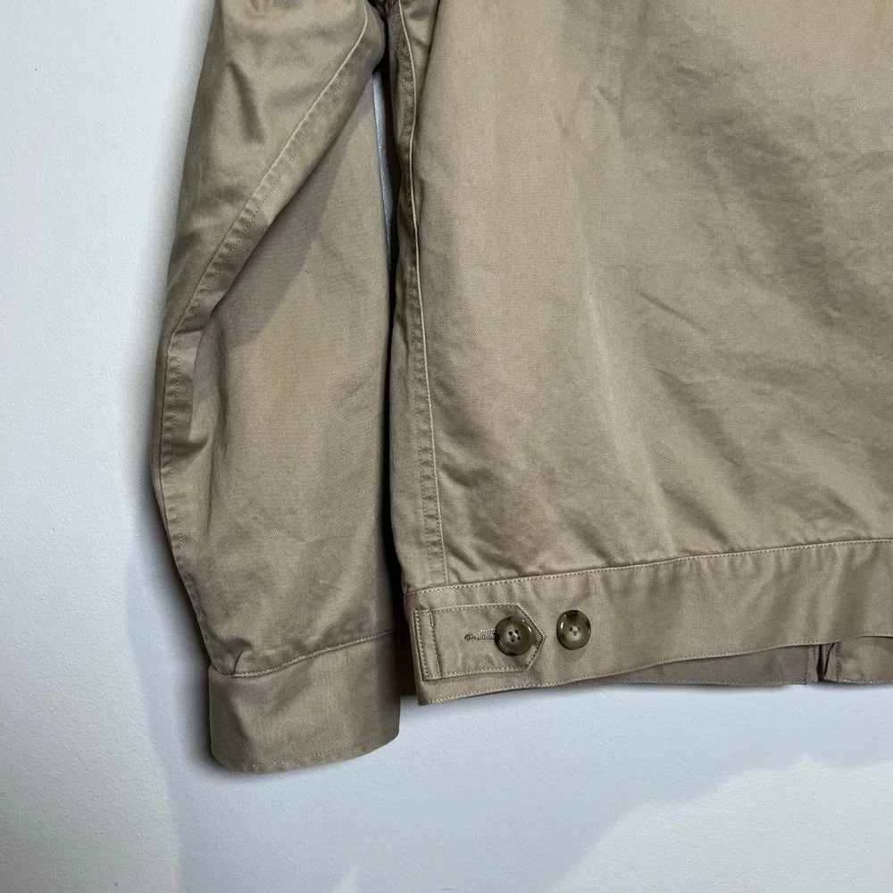 J.Crew Harrington Jacket Men L Tan Full Zip Plaid Lined Cotton Twill Utility EUC